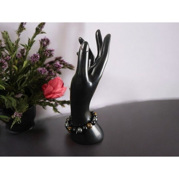 Triple Protection Bracelet 8mm Hematite Obsidian Tiger - New - Witchcore Earth - Picture 5 of 11